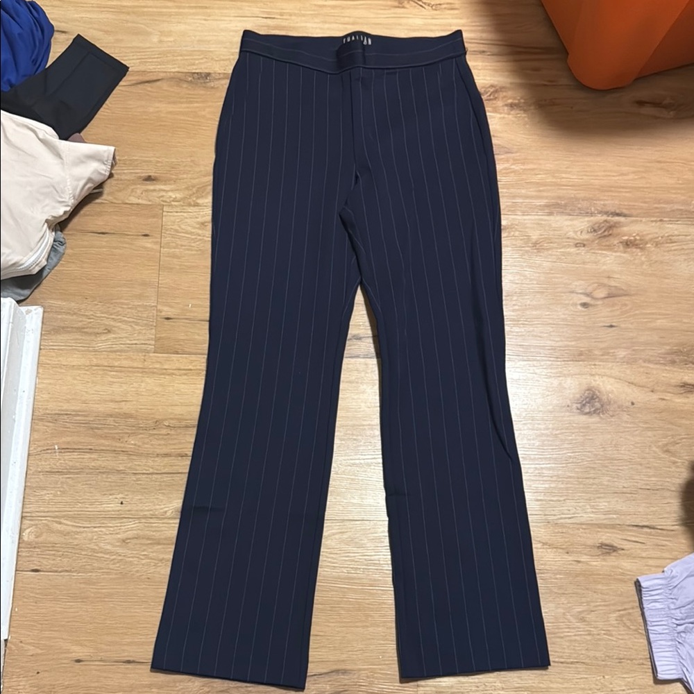 Navy Pinstripe Trousers